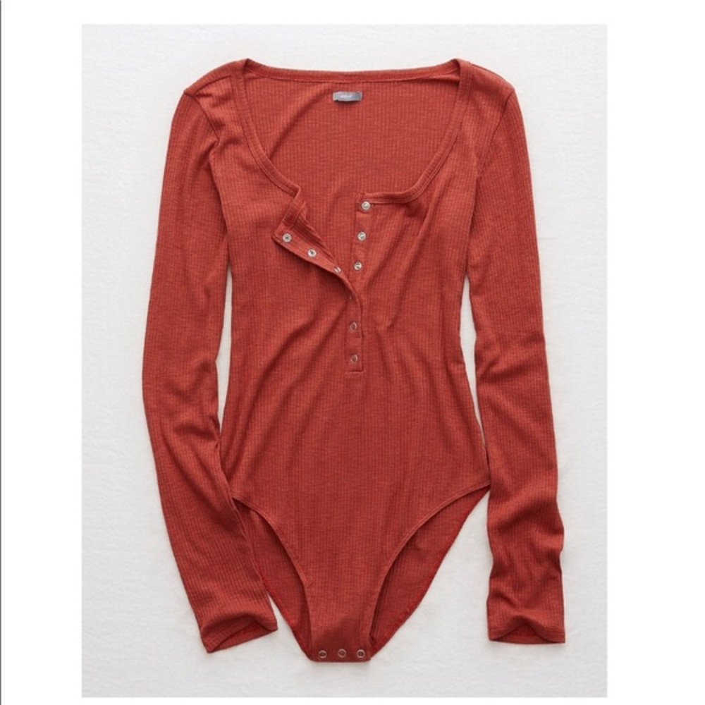Aerie Burnt Orange Real Soft Ribbed Bodysuit